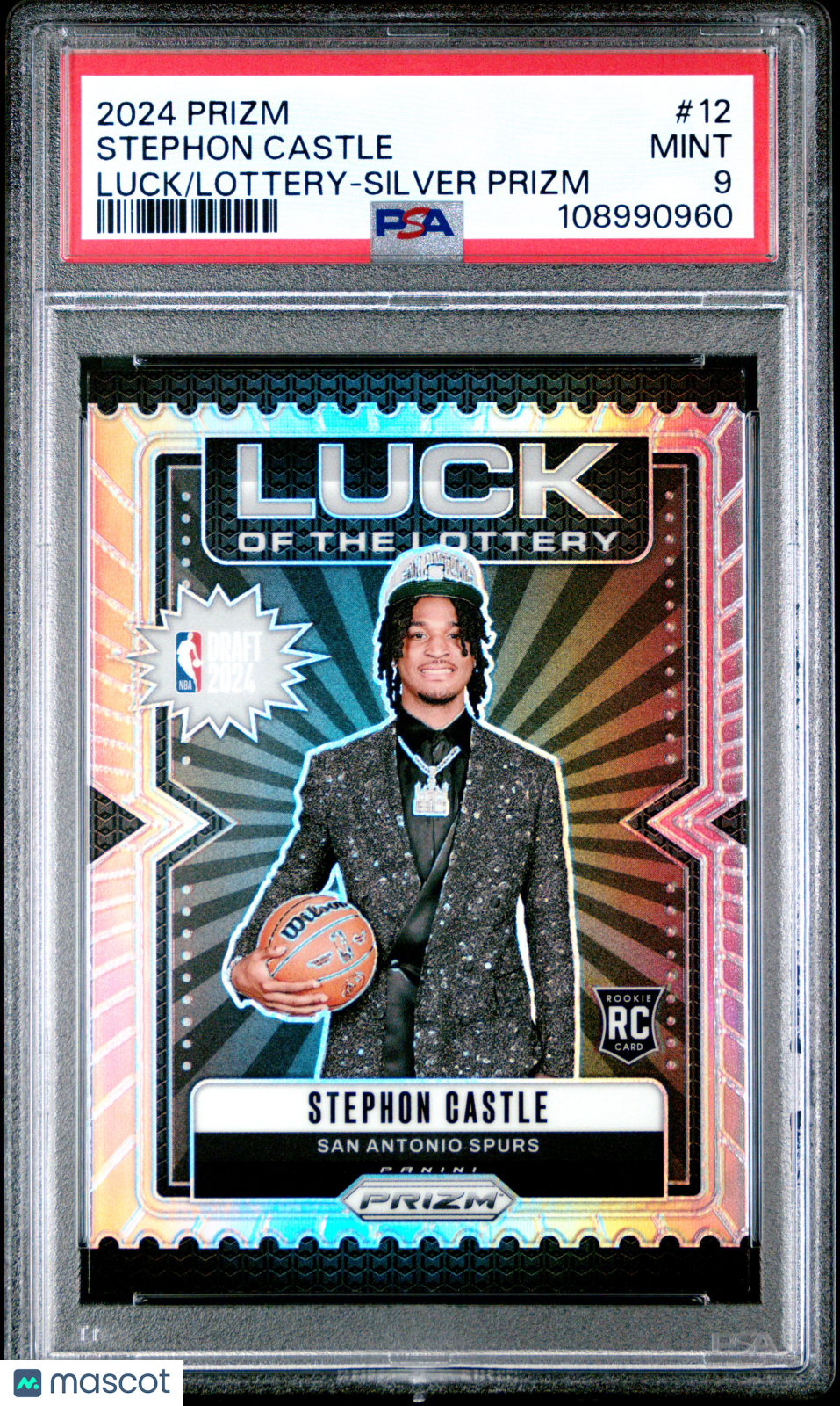2024 Panini Prizm Luck Of The Lottery Stephon Castle Silver #12 PSA 9