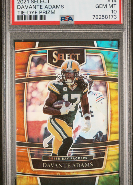 2021 Panini Select Davante Adams Tie Dye Prizm #14 PSA 10