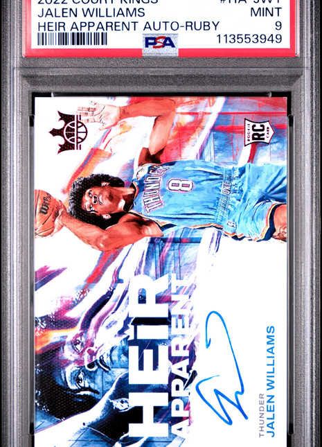 2022 Panini Court Kings Heir Apparent Autographs Jalen Williams Ruby #HA-JWT PSA 9