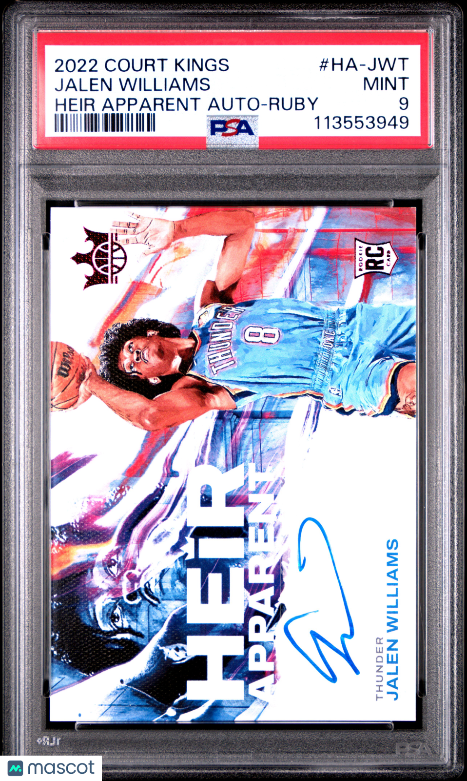 2022 Panini Court Kings Heir Apparent Autographs Jalen Williams Ruby #HA-JWT PSA 9
