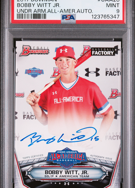 2017 Bowman Under Armour All-American Autograph Bobby Witt JR. Undr Arm. All Amer. Autograph #UAA20 PSA 9