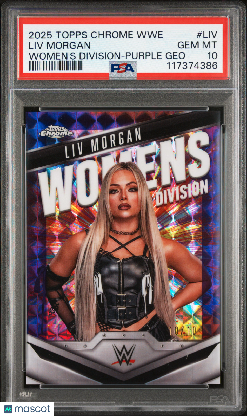 2025 Topps Chrome WWE Women's Division LIV Morgan Purple Geo #LIV 10/10 PSA 10