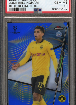 2020 Topps Finest UEFA Champions League Jude Bellingham Blue Refractor #6 PSA 10