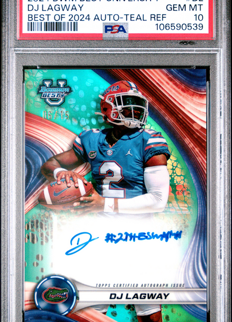 2024 Bowman Best University Best Of 2024 Autographs DJ Lagway Teal Ref #DL 06/15 PSA 10