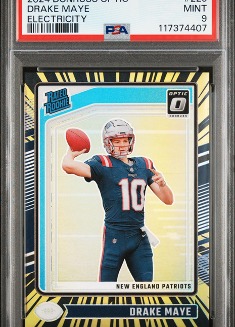 2024 Panini Donruss Optic Drake Maye Electricity #229 PSA 9