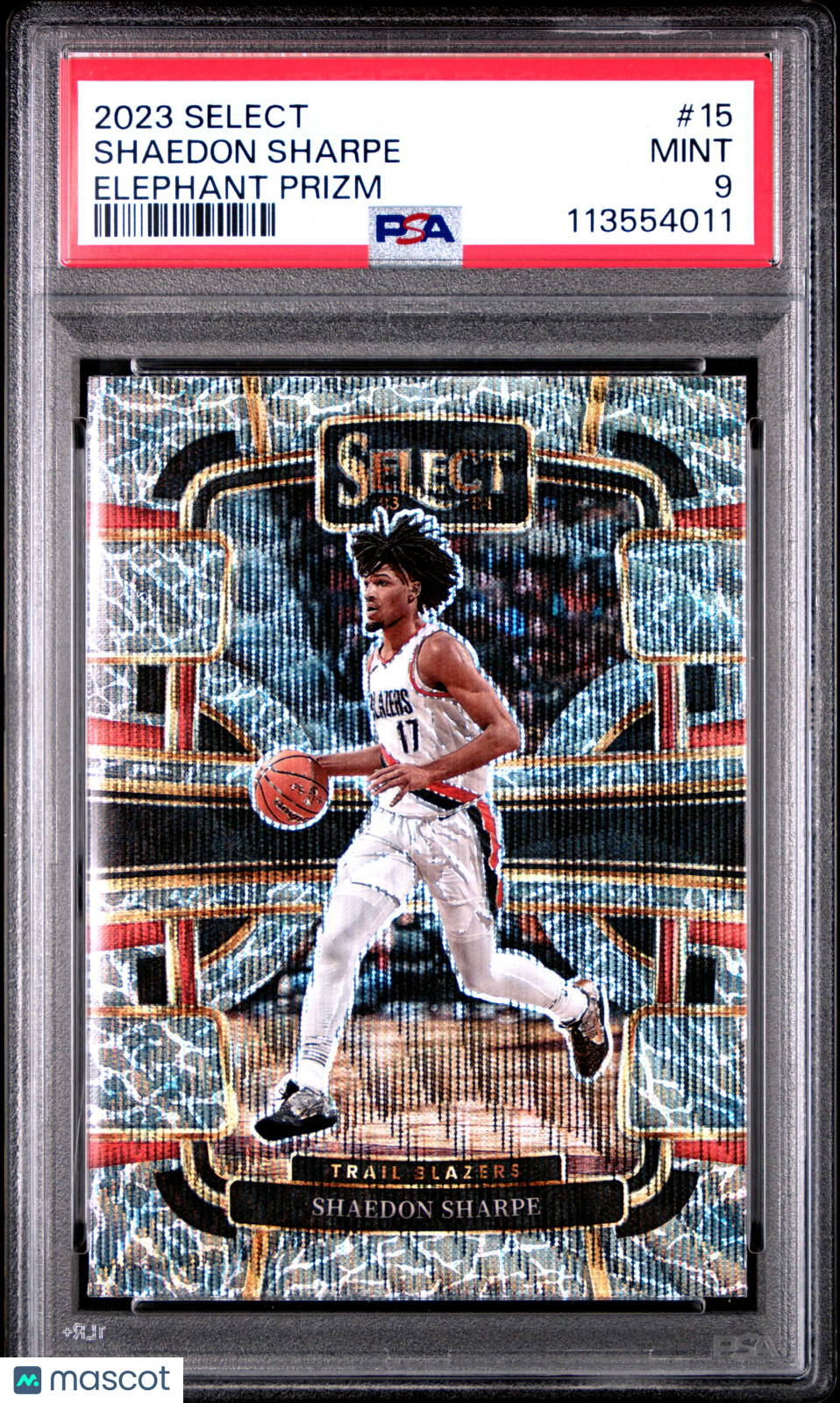 2023 Panini Select Shaedon Sharpe Elephant Prizm #15 PSA 9