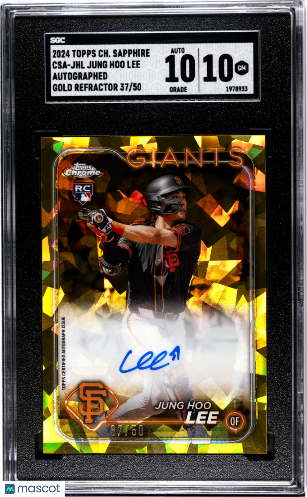 2024 Topps Chrome Sapphire Jung Hoo Lee Autograph Gold #CSA-JHL SGC 10