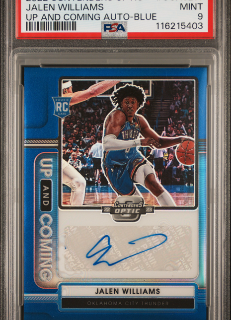 2022 Panini Contenders Optic Up And Coming Autographs Jalen Williams Blue #UCAJLW PSA 9