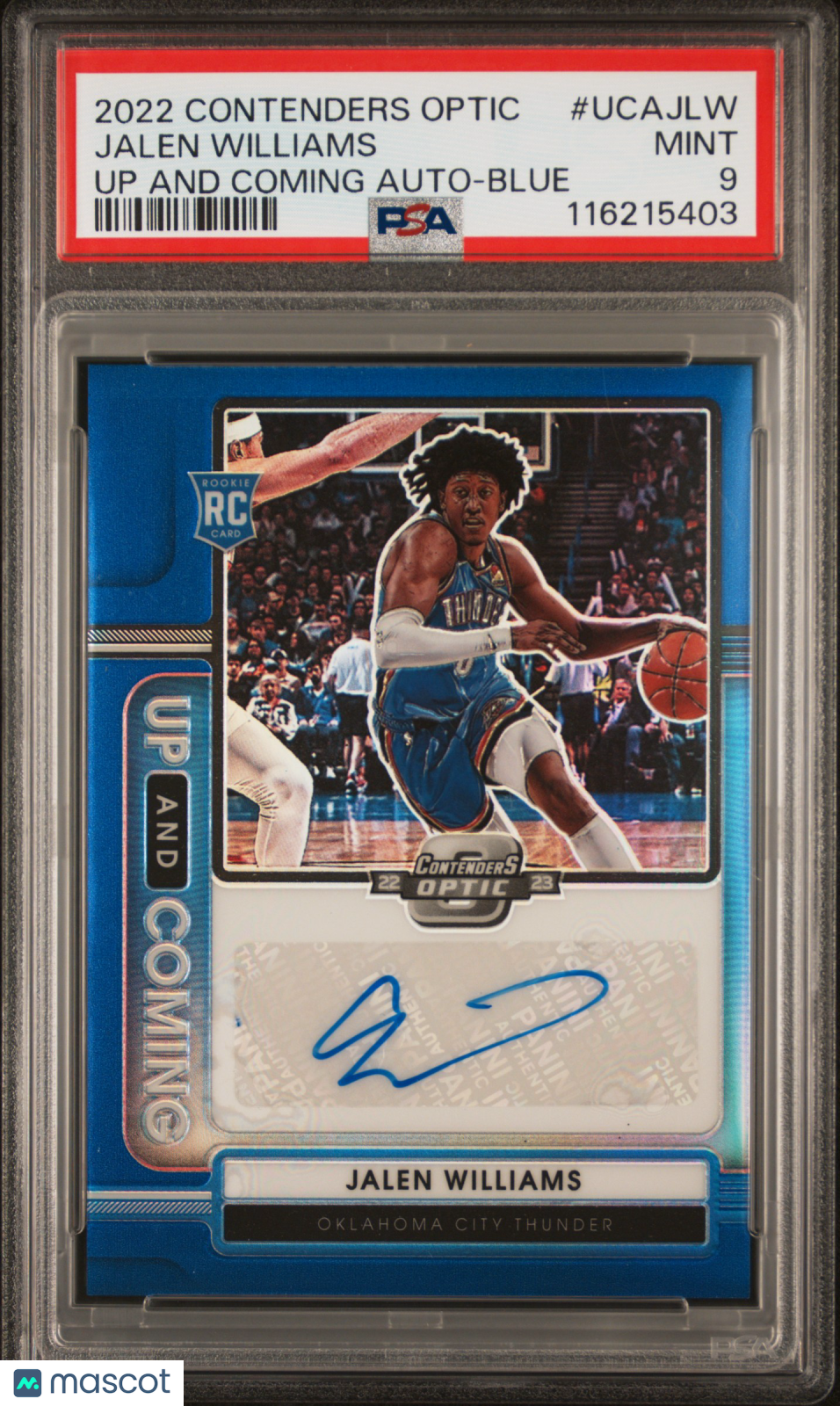 2022 Panini Contenders Optic Up And Coming Autographs Jalen Williams Blue #UCAJLW PSA 9