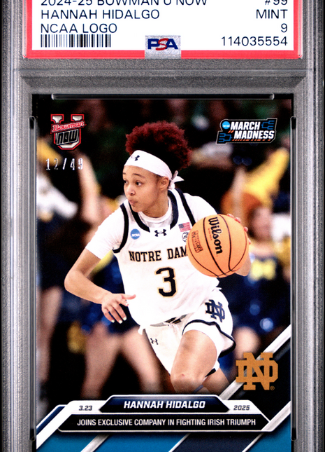 2024-25 Bowman U Now Hannah Hidalgo Ncaa Logo #99 12/49 PSA 9