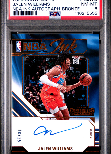2023 Panini Contenders NBA Ink Autographs Jalen Williams Bronze #NIJWO 18/25 PSA 8