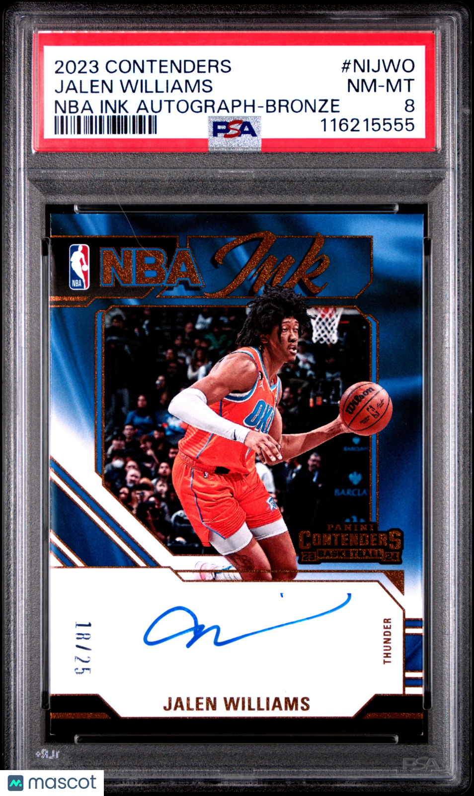 2023 Panini Contenders NBA Ink Autographs Jalen Williams Bronze #NIJWO 18/25 PSA 8