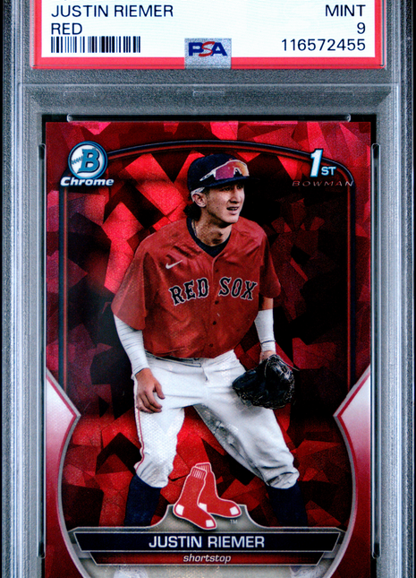 2023 Bowman Draft Sapphire Edition Justin Riemer Red #BDC182 PSA 9