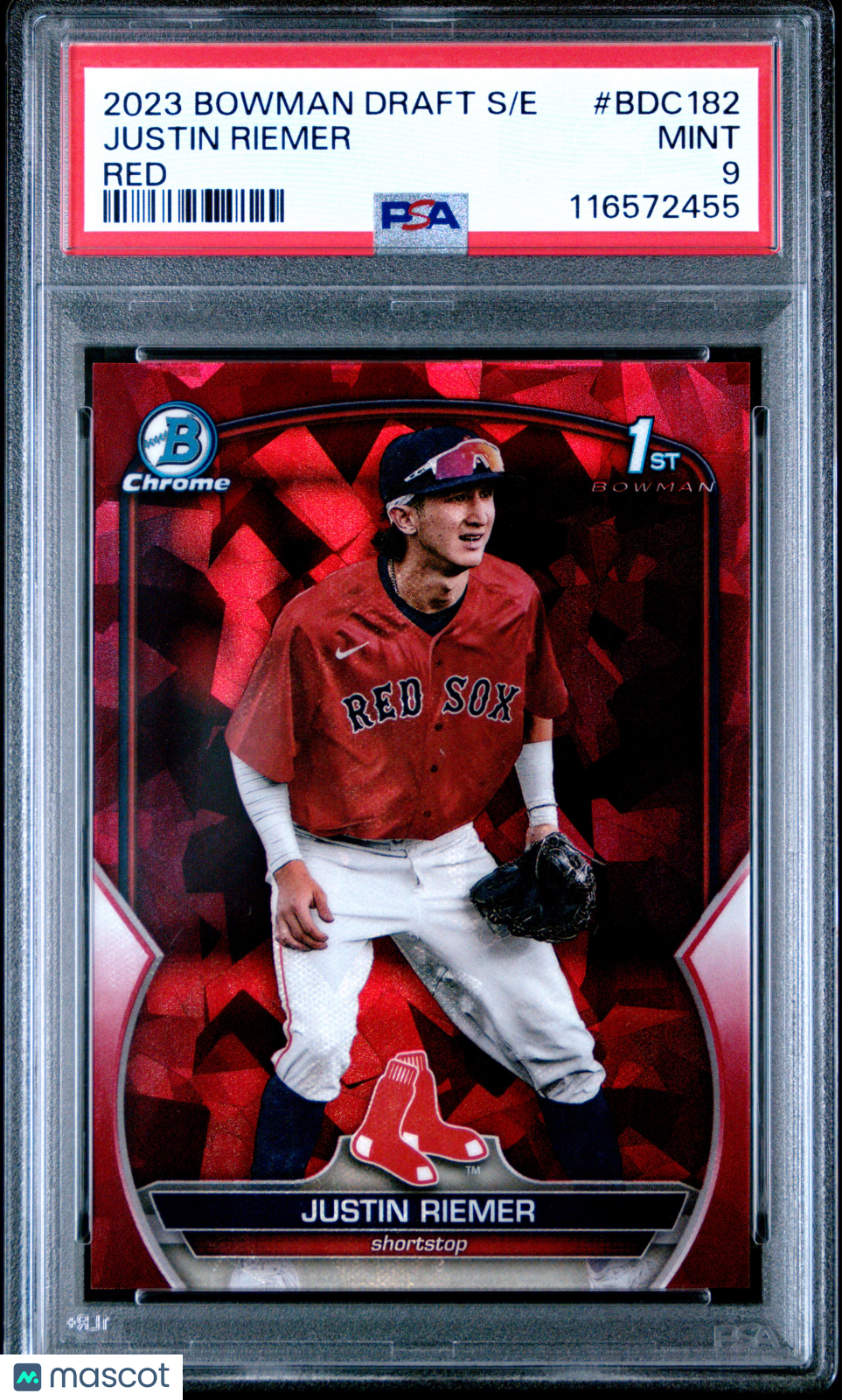 2023 Bowman Draft Sapphire Edition Justin Riemer Red #BDC182 PSA 9