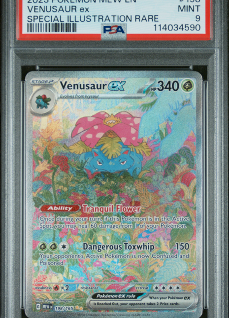 2023 Pokemon Mew EN-151 Venusaur EX #198 Special Illustration Rare PSA 9