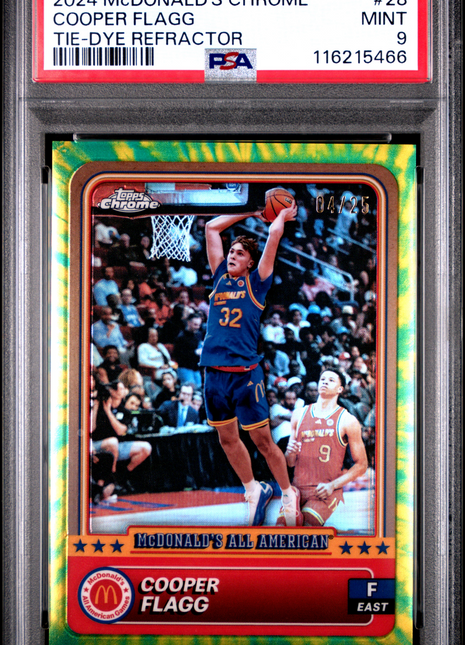 2024 Topps Chrome Mcdonald's All American Cooper Flagg Tie Dye Refractor #28 04/25 PSA 9