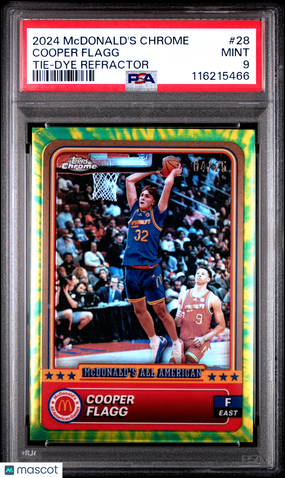 2024 Topps Chrome Mcdonald's All American Cooper Flagg Tie Dye Refractor #28 04/25 PSA 9