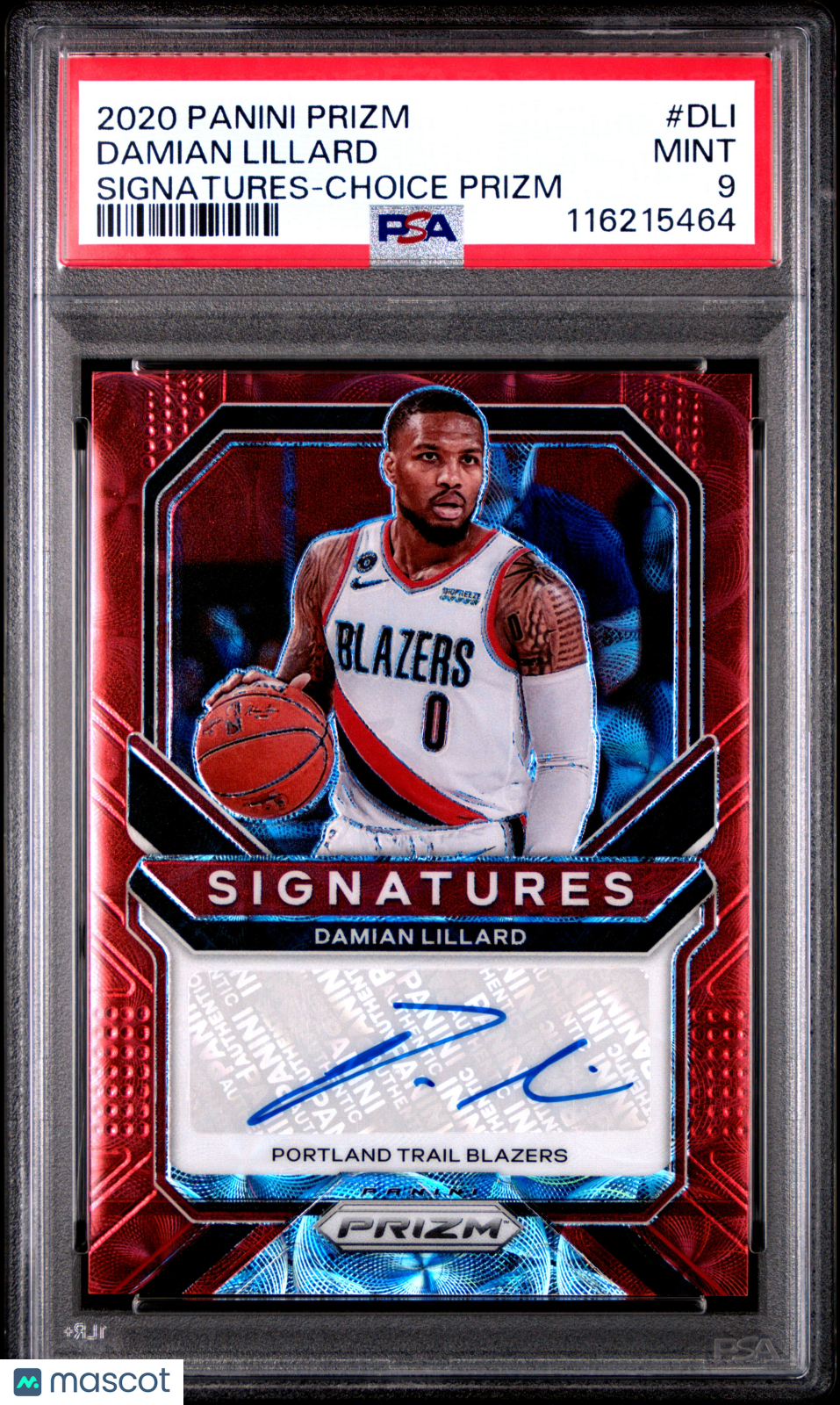 2020 Panini Prizm Signatures Damian Lillard Choice #DLI PSA 9
