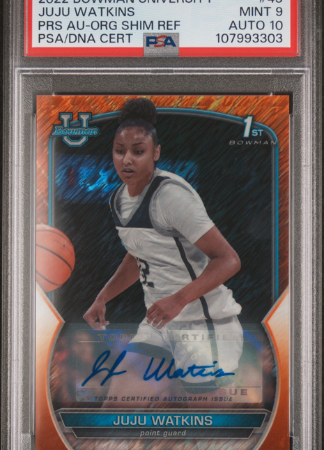 2022 Bowman Chrome University Juju Watkins PRS Au Org Shim Ref #43 PSA 9