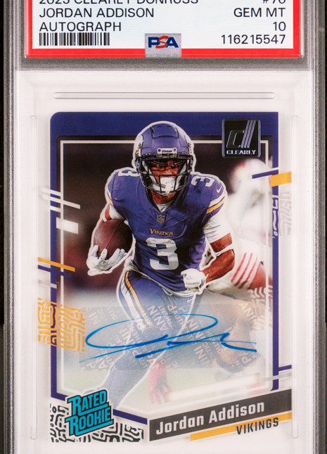 2023 Panini Clearly Donruss Jordan Addison Autograph #70 PSA 10