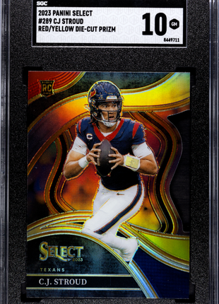 2023 Panini Select CJ Stroud Red Yellow Die Cut Prizm #289 SGC 10