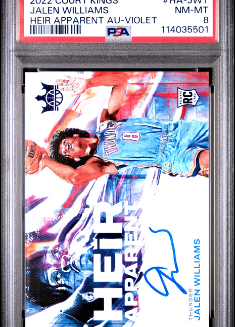 2022 Panini Court Kings Heir Apparent Autographs Jalen Williams Violet #HA-JWT PSA 8
