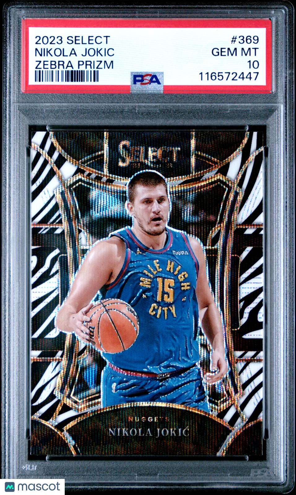 2023 Panini Select Nikola Jokic Zebra Prizm #369 PSA 10