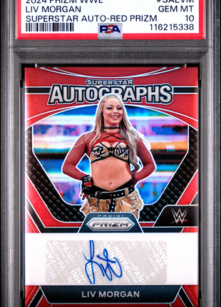 2024 Panini Prizm WWE Superstar Autographs LIV Morgan Red #SALVM PSA 10