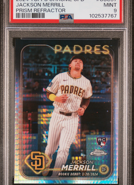 2024 Topps Chrome Update Jackson Merrill Prism PSA 9 2024 Topps Chrome Update Jackson Merrill Prism Refractor #USC57 PSA 9