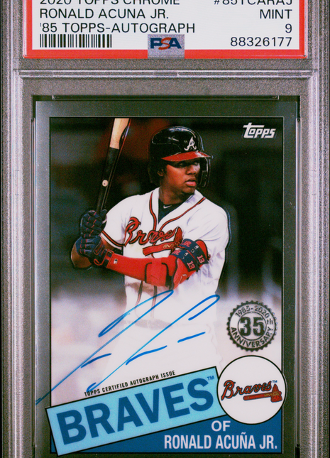 2020 Topps Chrome 1985 Topps Ronald Acuna JR. '85 Autograph #85TCARAJ PSA 9