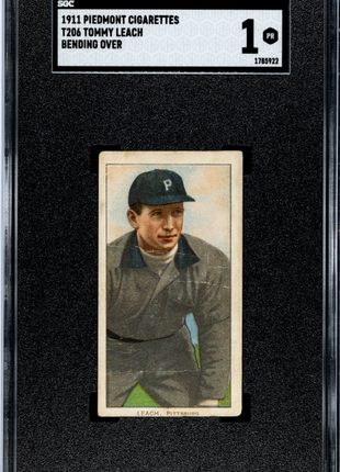 1911 Piedmont Cigarettes (T206) Tommy Leach Bending Over SGC 1