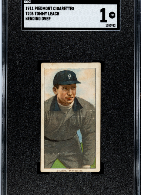 1911 Piedmont Cigarettes (T206) Tommy Leach Bending Over SGC 1