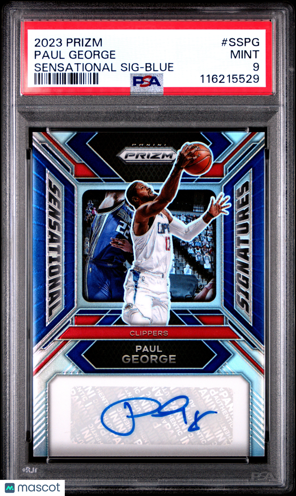 2023 Panini Prizm Sensational Signatures Paul George Blue #SSPG PSA 9