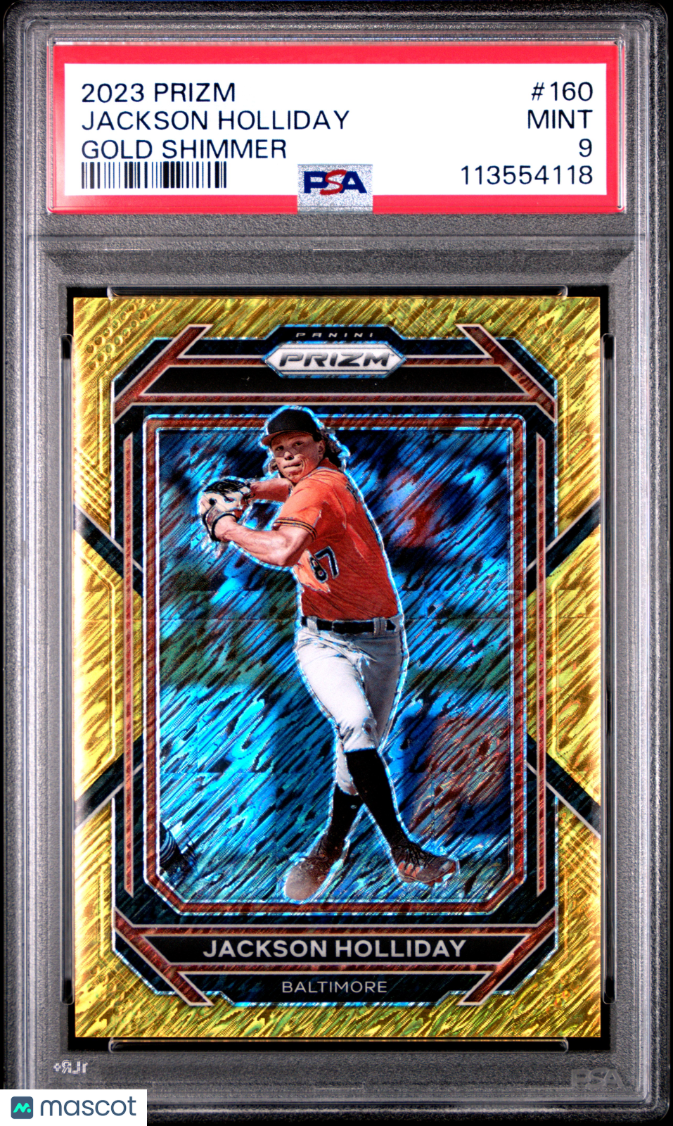 2023 Panini Prizm Jackson Holliday Gold Shimmer #160 PSA 9