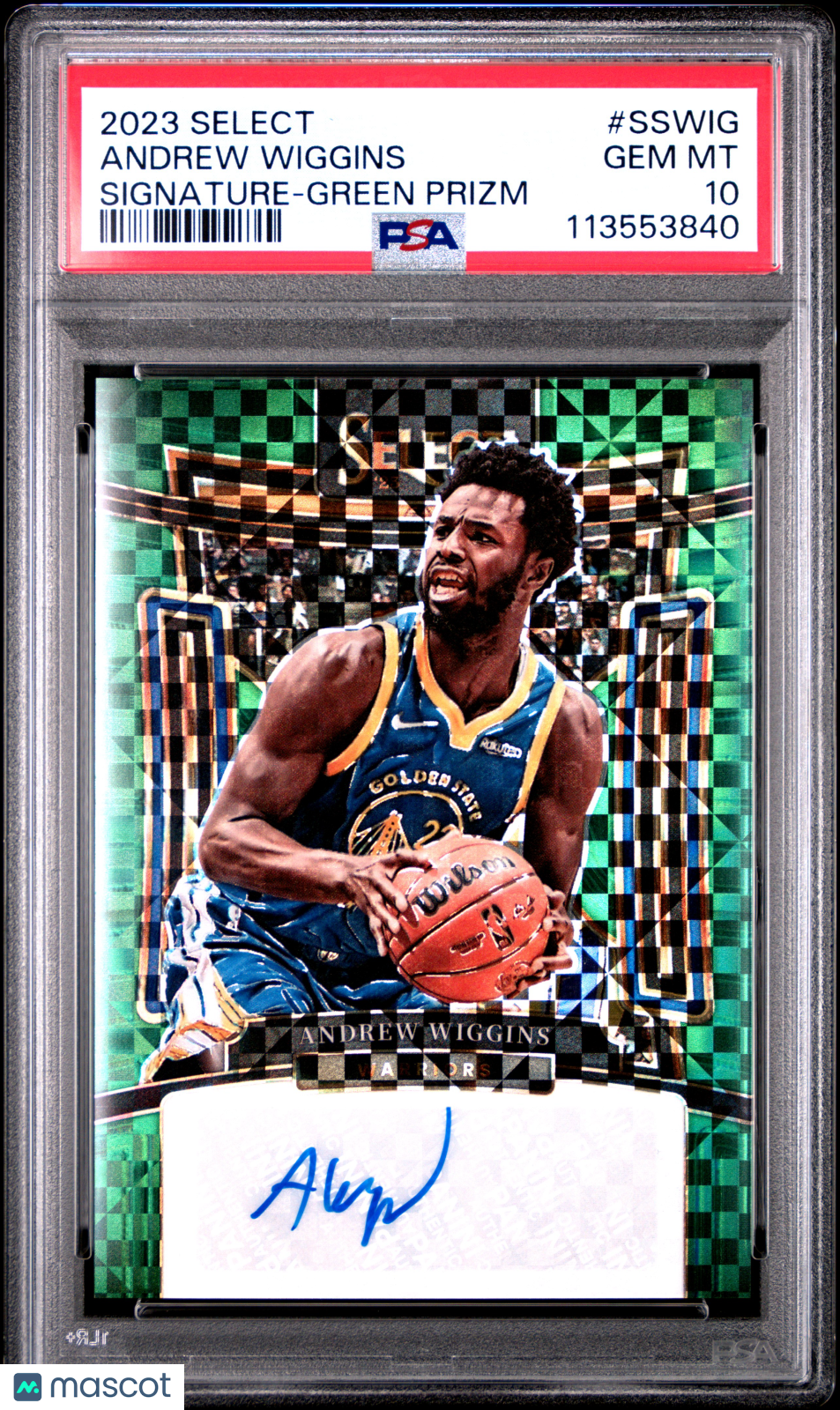 2023 Panini Select Signatures Andrew Wiggins Green Prizm #SSWIG PSA 10