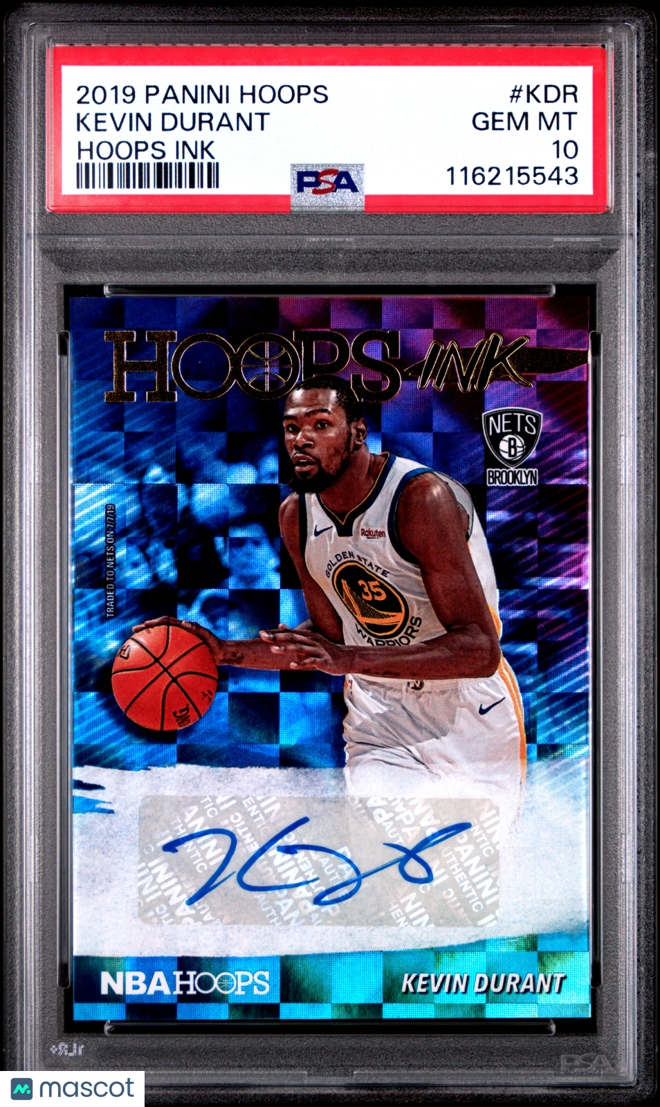 2019 Panini Hoops Hoops Ink Kevin Durant #KDR PSA 10
