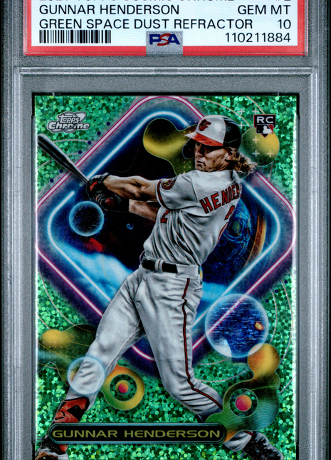 2023 Topps Cosmic Chrome Gunnar Henderson Green Space Dust Refractor #2 PSA 10