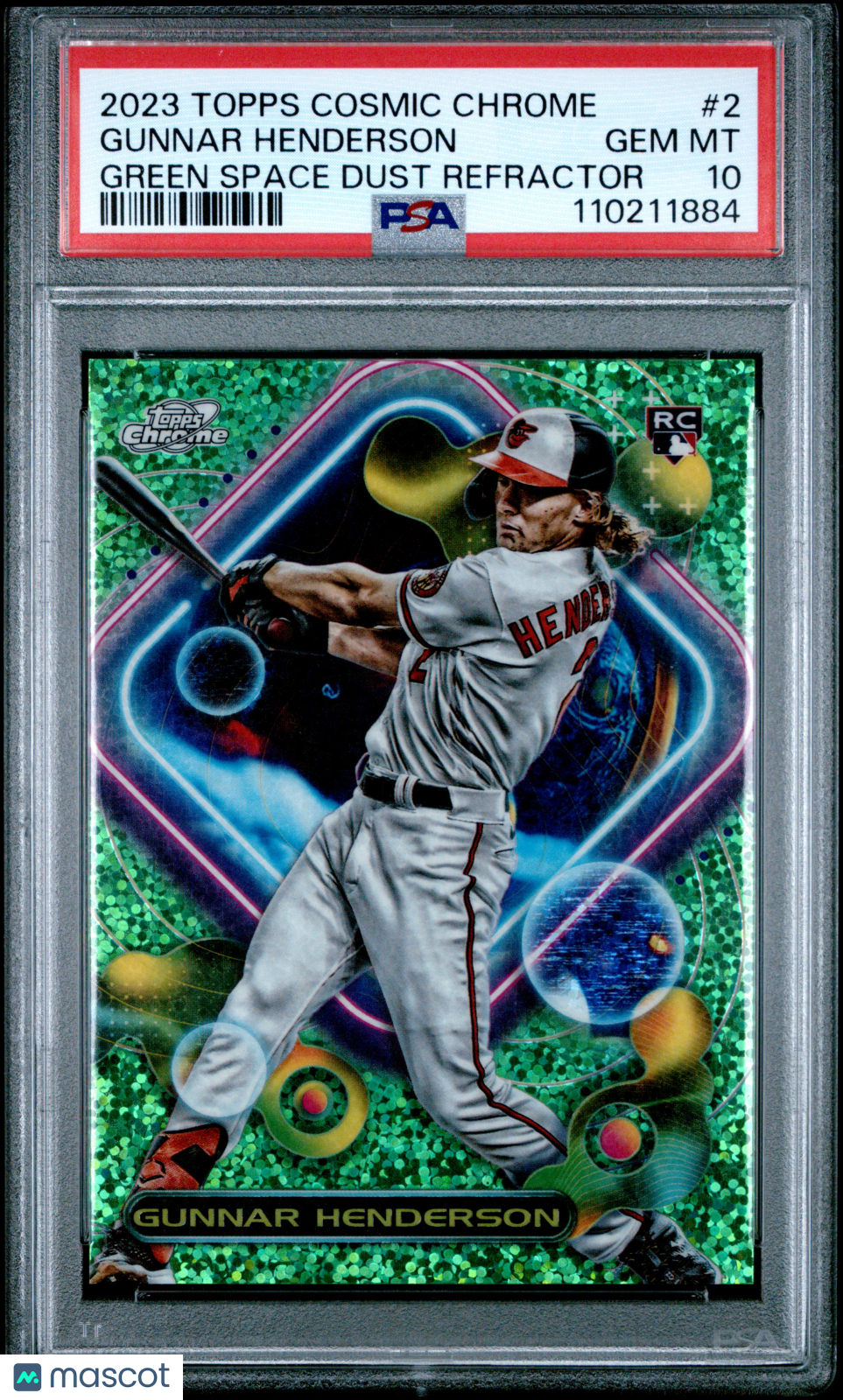2023 Topps Cosmic Chrome Gunnar Henderson Green Space Dust Refractor #2 PSA 10