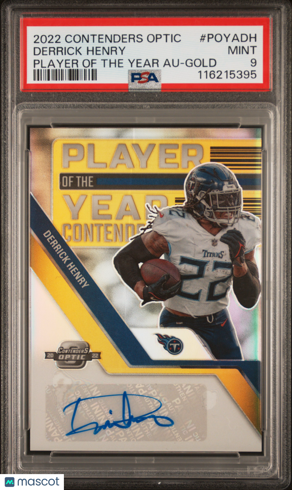 2022 Panini Contenders Optic Player Of The Year Contenders Autographs Derrick Henry Gold #POYADH PSA 9