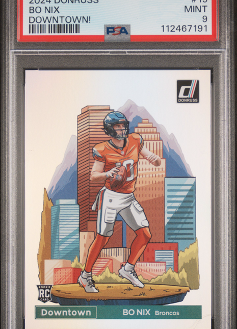 2024 Panini Donruss Downtown! Bo Nix #19 PSA 9