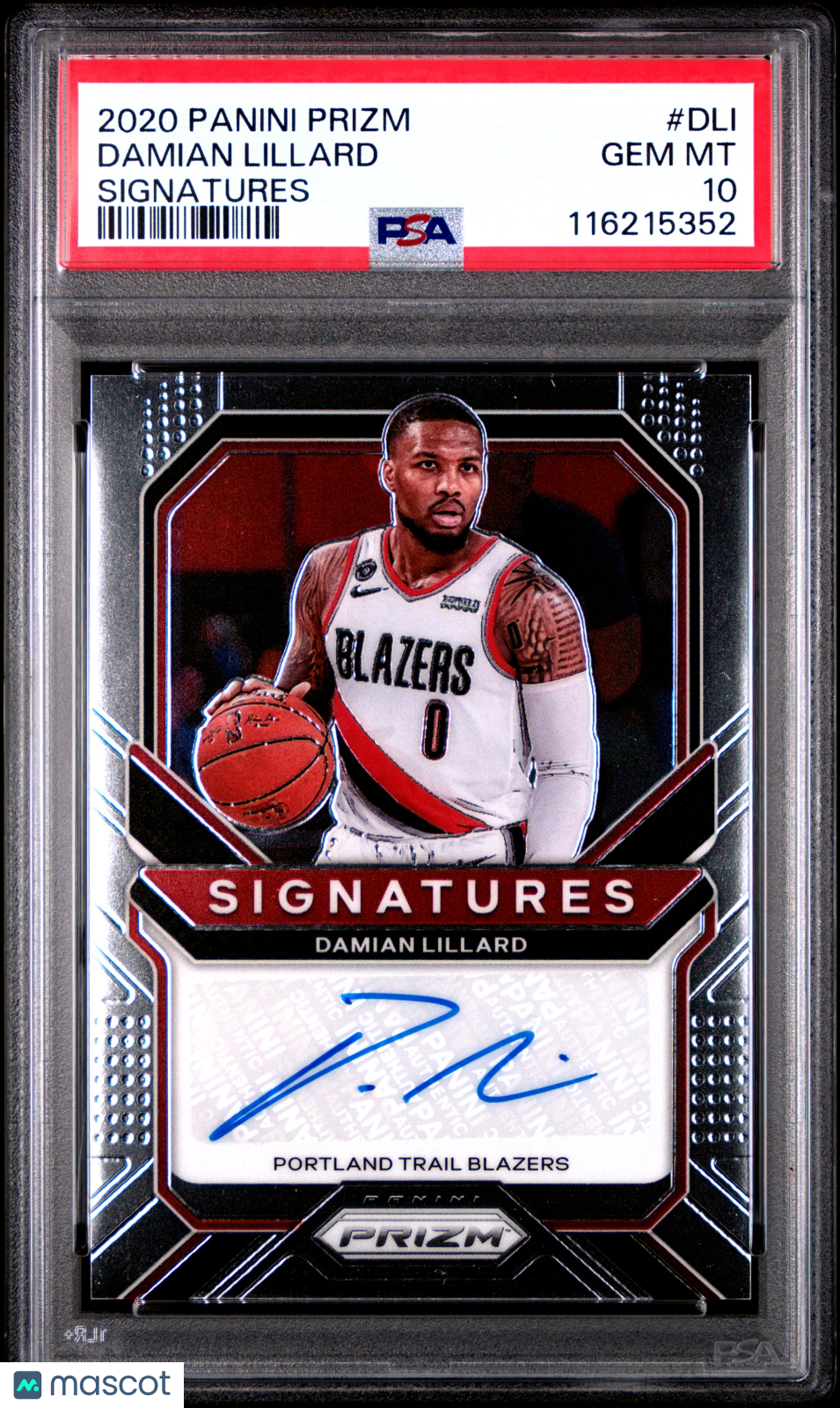 2020 Panini Prizm Signatures Damian Lillard #DLI PSA 10