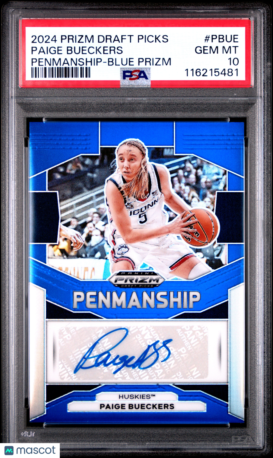 2024 Panini Prizm Draft Picks Penmanship Paige Bueckers Blue #PBUE PSA 10