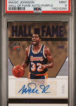 2022 Panini Chronicles Hall Of Fame Autographs Magic Johnson Purple #HOFMJL PSA 9