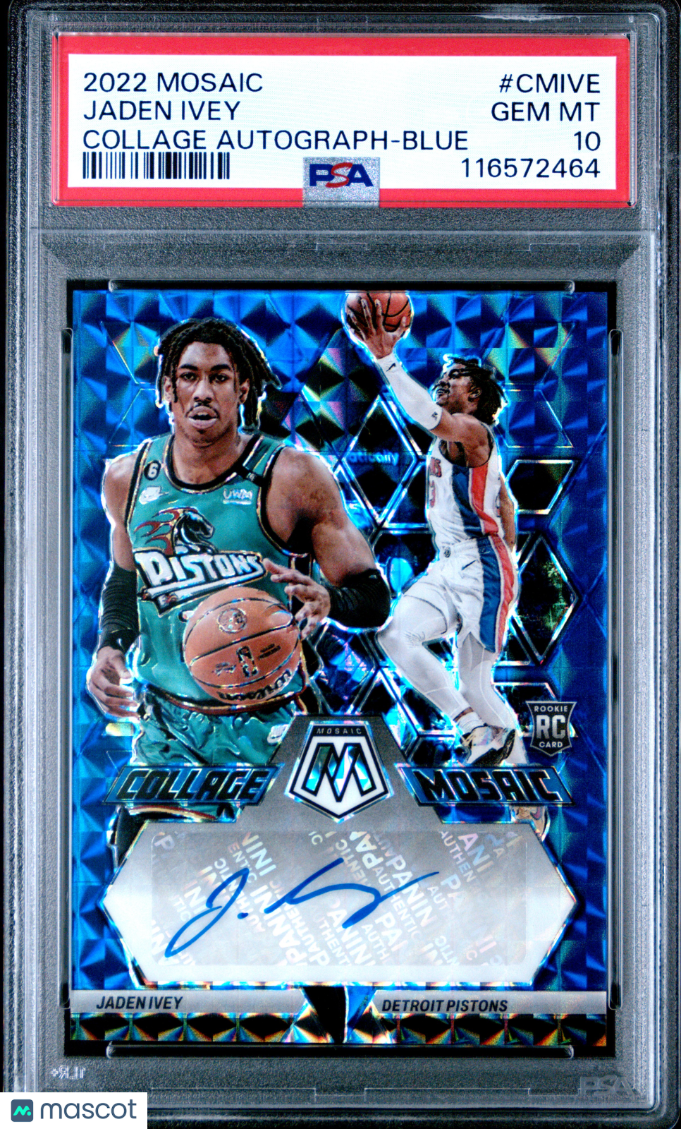 2022 Panini Mosaic Collage Autographs Mosaic Jaden Ivey Blue #CMIVE PSA 10