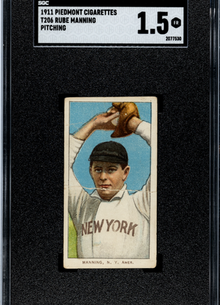 1911 Piedmont Cigarettes (T206) Rube Manning Pitching SGC 1.5
