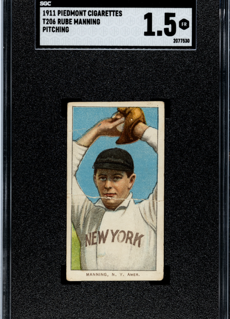1911 Piedmont Cigarettes (T206) Rube Manning Pitching SGC 1.5