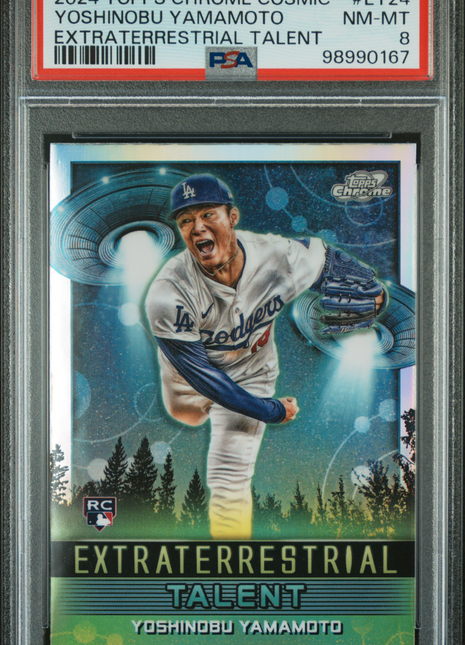 2024 Topps Chrome Cosmic Extraterrestrial Talent Yoshinobu Yamamoto #ET24 PSA 8