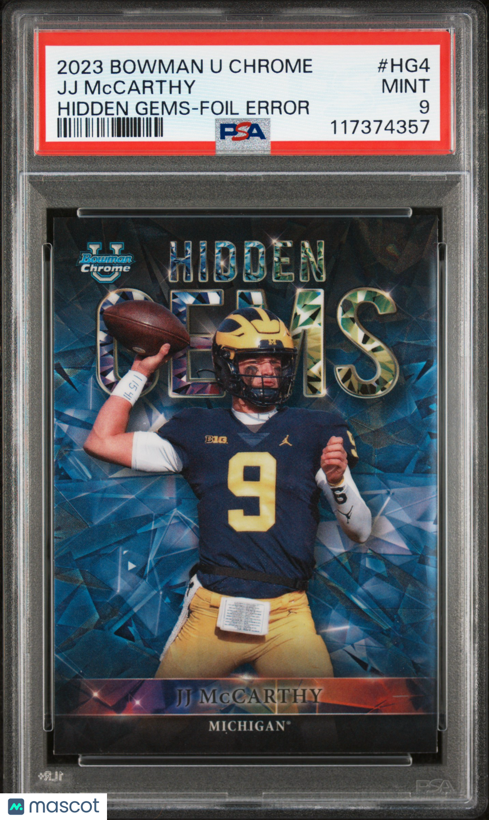 2023 Bowman University Chrome Hidden Gems JJ Mccarthy Foil Error #HG4 PSA 9