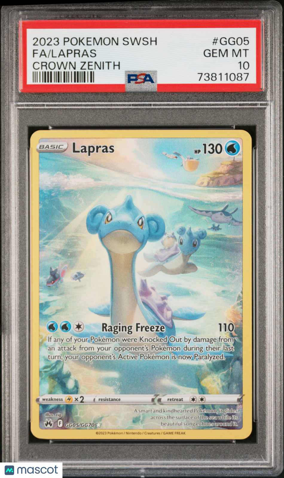 2023 Pokemon Sword And Shield Crown Zenith Lapras #GG05 Fa Crown Zenith PSA 10