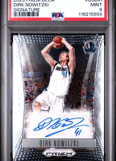 2023 Panini Prizm Deca Signatures Dirk Nowitzki #DSDIR PSA 9